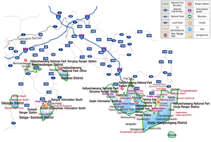 Hallyeohaesang National Park map