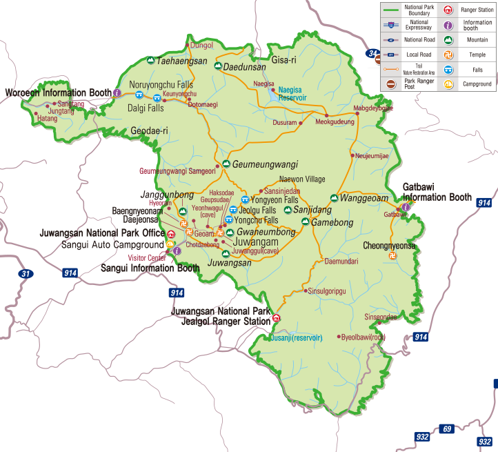 Juwangsan National Park map