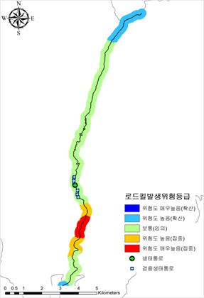 오대산-진고개(국도6호선) 핫스팟(hotspt) 분석 지도